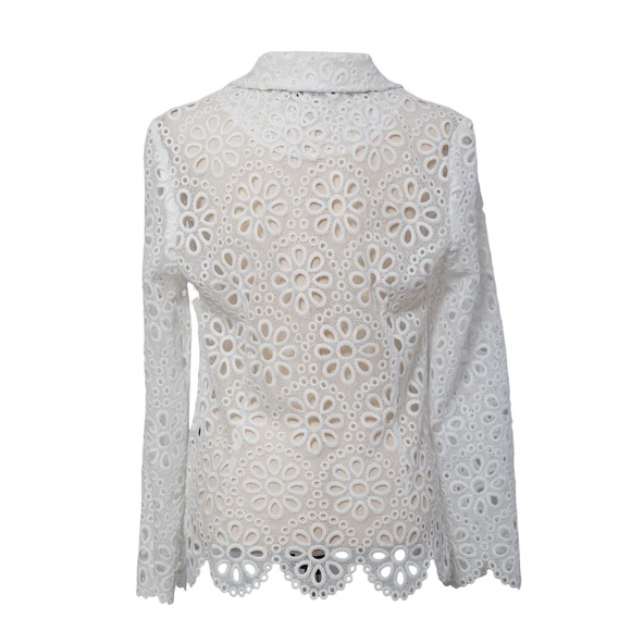 Women's White Eyelet Blazer Size L Summer Blazer Jacket Berek NWT - Picture 4 of 5